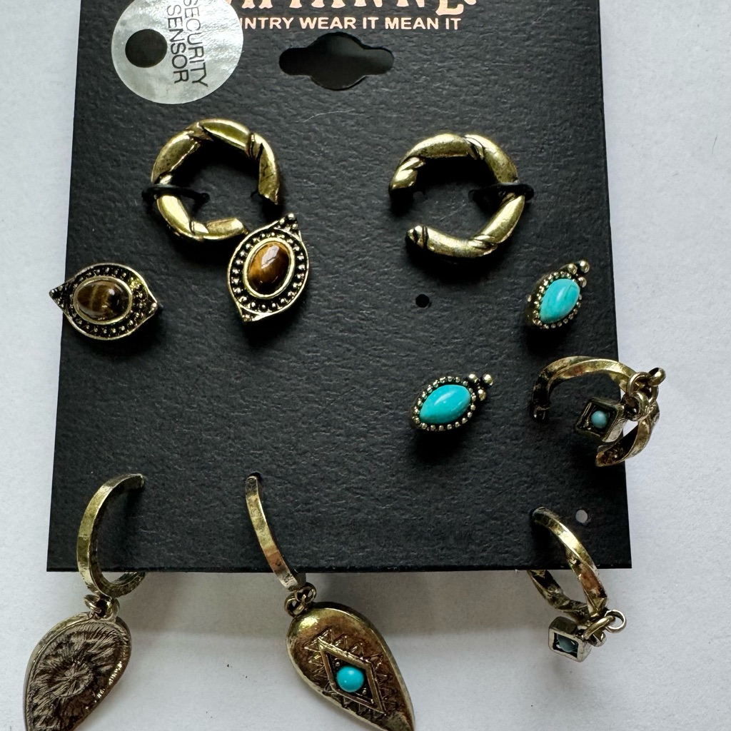 Shyanne- Gold And Blue Earrings Set With Turquoise Stones